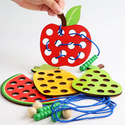 Wooden Caterpillars Eat Fruits Threading Toys - Best Fine Motor Skills Toys