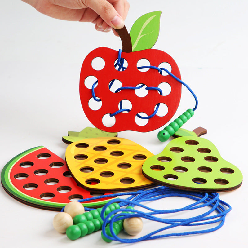 Wooden Caterpillars Eat Fruits Threading Toys - Best Fine Motor Skills Toys