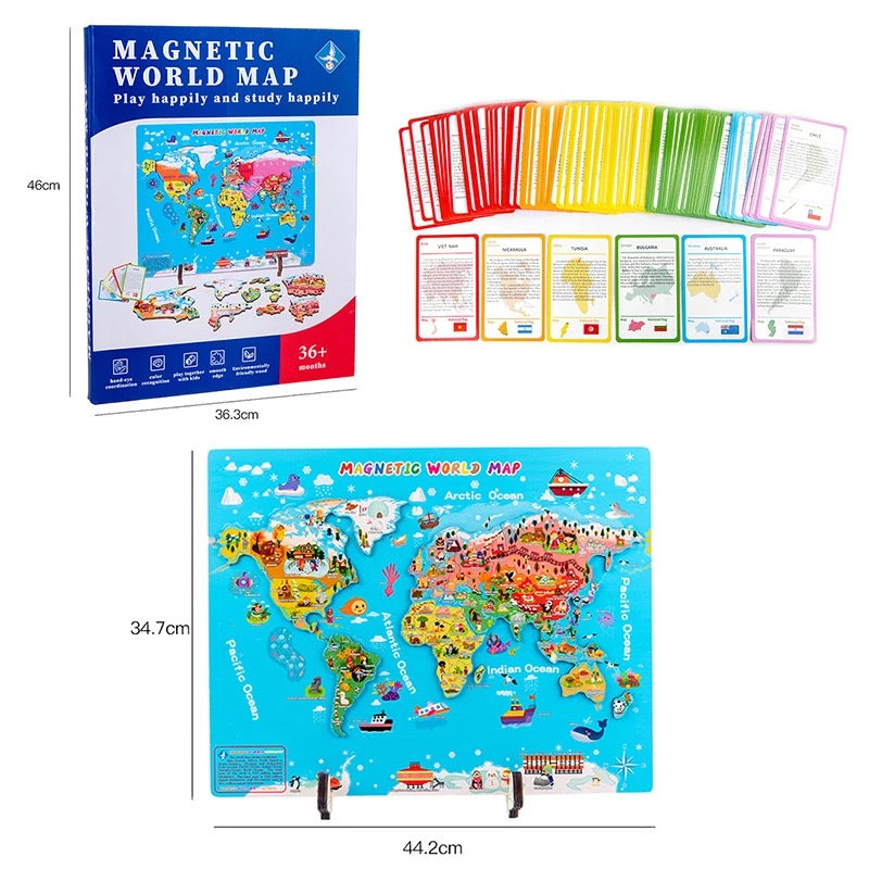 Wooden Magnetic World Map Puzzle- Mathematics toys