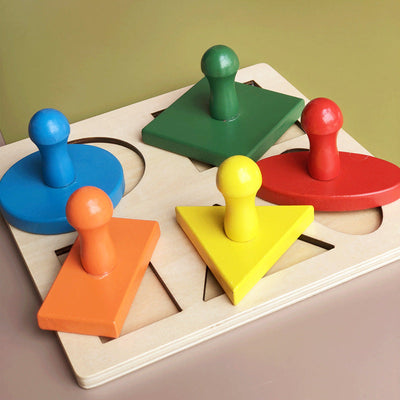 Rompecabezas Montessori de figuras geométricas de madera grandes - Los mejores juguetes Montessori