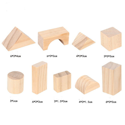 100 Pieces Wooden Building Blocks - Open Ended Wooden Toys