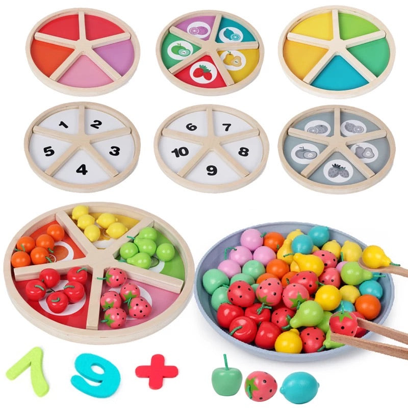 Wooden Fruit Sorting Math Game- Mathematics toys