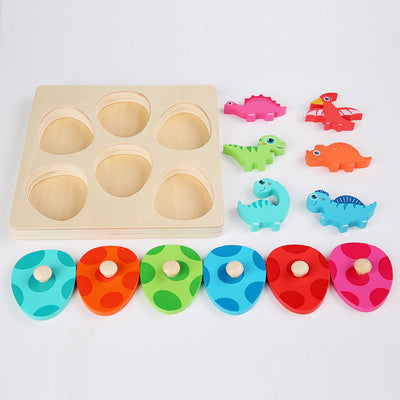 Wooden Dinosaur Puzzle - Guess who I am! Fine motor skills toys