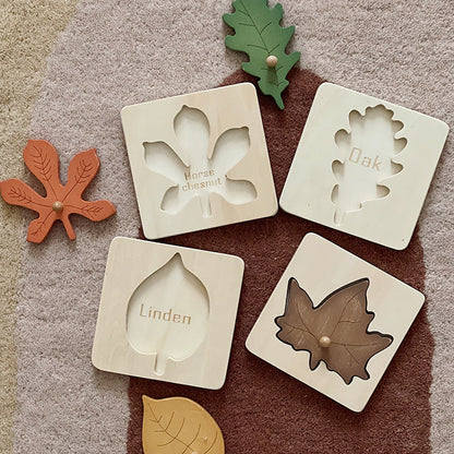 Wooden Leaf Puzzle- Fine motor skills toys
