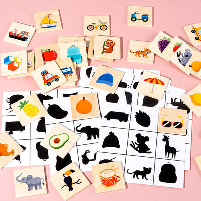 Wooden Find the Shadow Matched Images Game - Mathematics toys