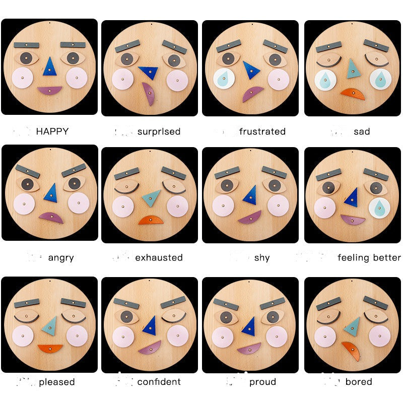 Wooden Emoji Game - Emoticon Blocks Speech therapy toys