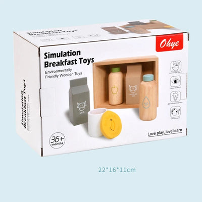 Juguetes de simulación de desayuno de madera - Juguetes de madera de juego abierto