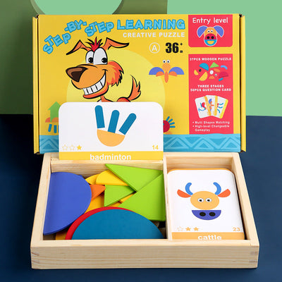 Rompecabezas creativo de aprendizaje paso a paso de madera - Juguetes educativos de matemáticas