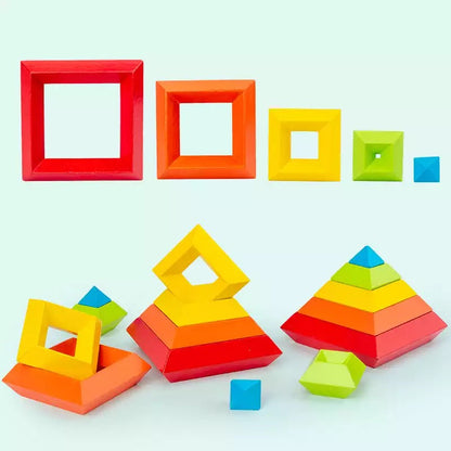 15 pcs Wooden Magic Cube Building Blocks - Open ended wooden toys