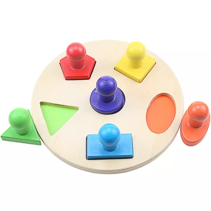 Wooden Geometric Shape Puzzle- Fine motor skills toys