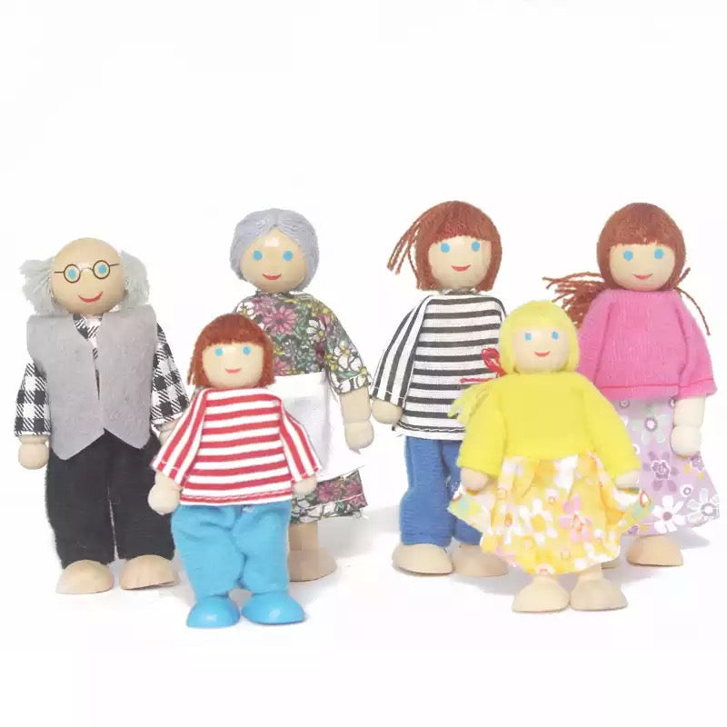 Wooden Role-Play Doll Family-  Open ended wooden toys