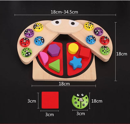 Wooden Ladybug Fishing and Shapes Game-Fine motor skills toys