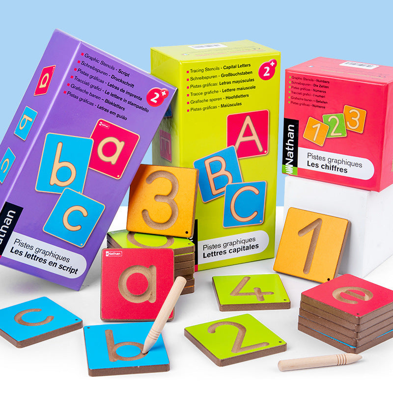 Wooden Colourful Tracing Boards - Best Alphabet and Number Learning Toys