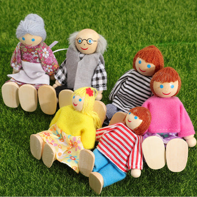 Wooden Role-Play Doll Family-  Open ended wooden toys