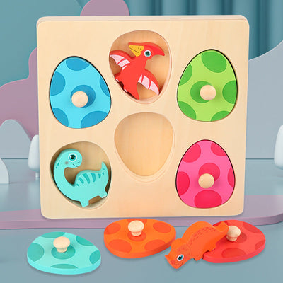 Wooden Dinosaur Puzzle - Guess who I am! Fine motor skills toys