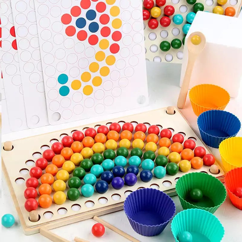 Wooden Rainbow Bead Board - Open Ended Toys