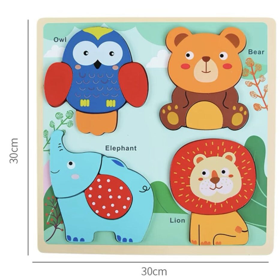 Wooden Large Building Puzzle Set Of 4 - Fine Motor Skills Toys