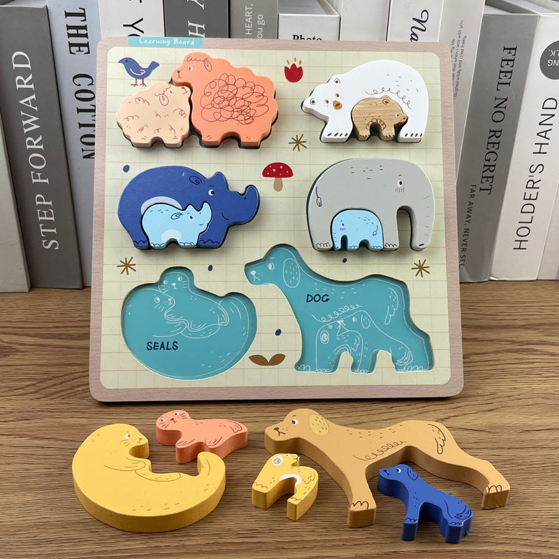 Wooden 3D Fruit/Animals/Tools Puzzle