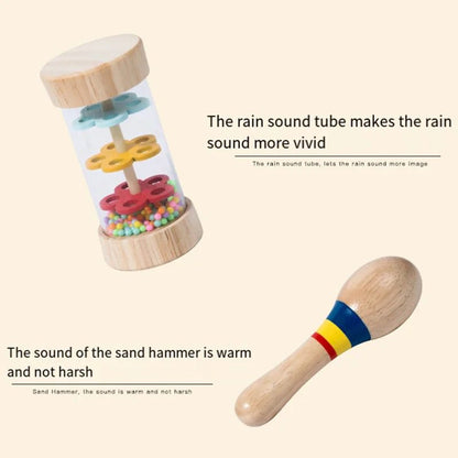 Wooden Baby Rattle Toy Set – 6-Piece Sensory Development Toys for Infants and Toddlers