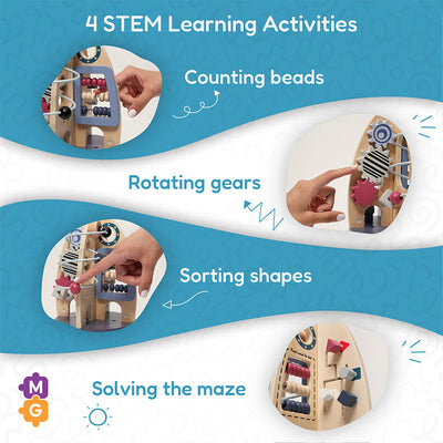 Fidtoy Cohete de madera para actividades para niños pequeños – Juguete de aprendizaje STEM multiactividad para mayores de 1 año