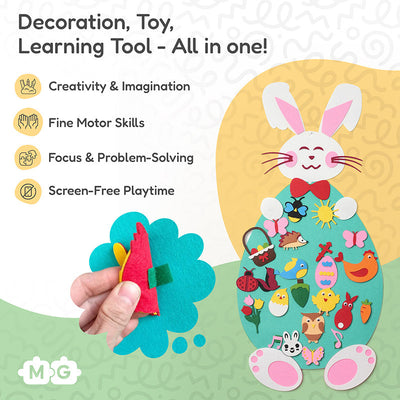 Fidtoy Jouet d'activité mural en feutre Lapin pour enfants 1+ Décoration de Pâques