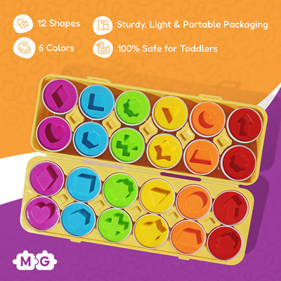 Fidtoy Matching Eggs Toy for Toddlers 12+ Months Shape Sorting Set