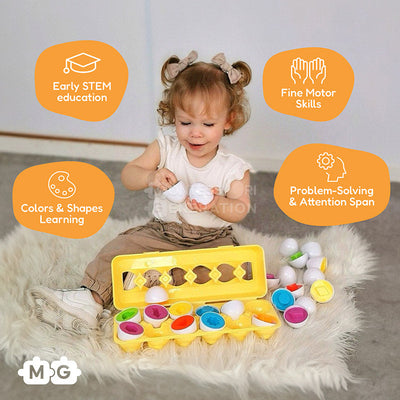 Fidtoy Matching Eggs Toy for Toddlers 12+ Months Shape Sorting Set