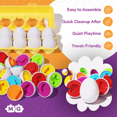 Fidtoy Matching Eggs Toy for Toddlers 12+ Months Shape Sorting Set