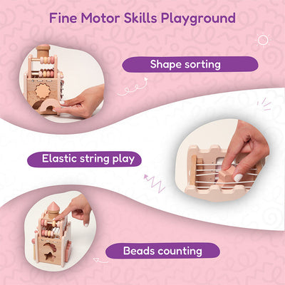 Juguete de castillo de actividades de madera Fidtoy para niños de más de 3 años, juego educativo