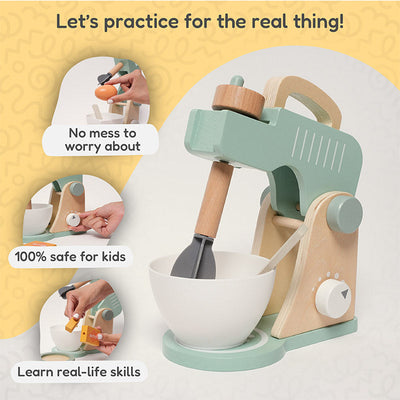Fidtoy Wooden Mixer Toy Set for Kids 3+ Pretend Kitchen Play