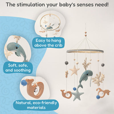 Fidtoy Ocean Baby Crib Mobile for Newborns 0+ Nursery Hanging Decor