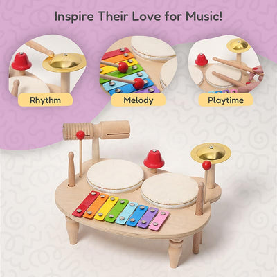 Fidtoy Wooden Percussion Set for Kids – Musical Instrument Toy 3+