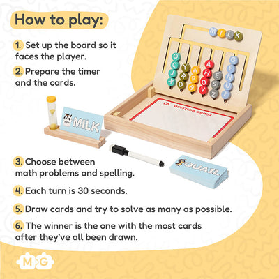 Fidtoy Wooden Math and Spelling Learning Game for Kids – Montessori Educational Toy 3+