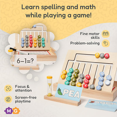 Fidtoy Wooden Math and Spelling Learning Game for Kids – Montessori Educational Toy 3+