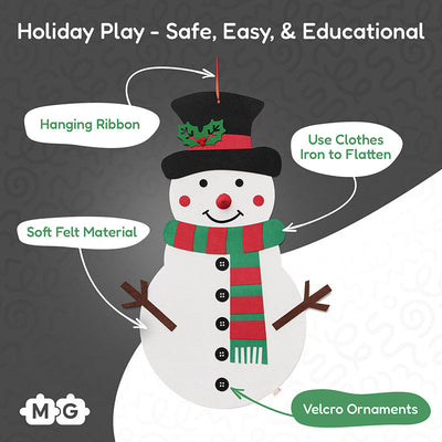 Fidtoy Christmas Snowman Wall Activity Toy for Toddlers – Felt Holiday Decoration Play Set