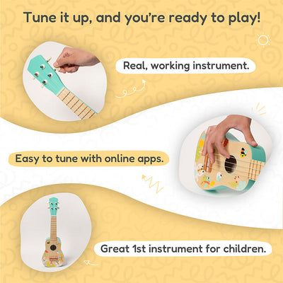 Fidtoy Wooden Ukulele for Kids – Beginner Musical Instrument Toy Age 3+