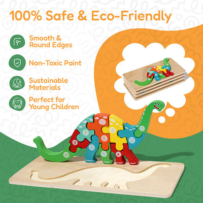 Fidtoy Juego de Rompecabezas de Madera de Animales para Niños Pequeños – Juguete de Rompecabezas de 4 Piezas para Niños con Formas a Juego