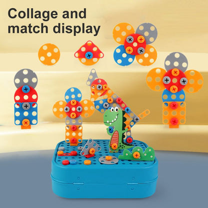 Dino Drill STEM Construction Kit - Open-Ended Building Toy with Electric Screwdriver for Kids