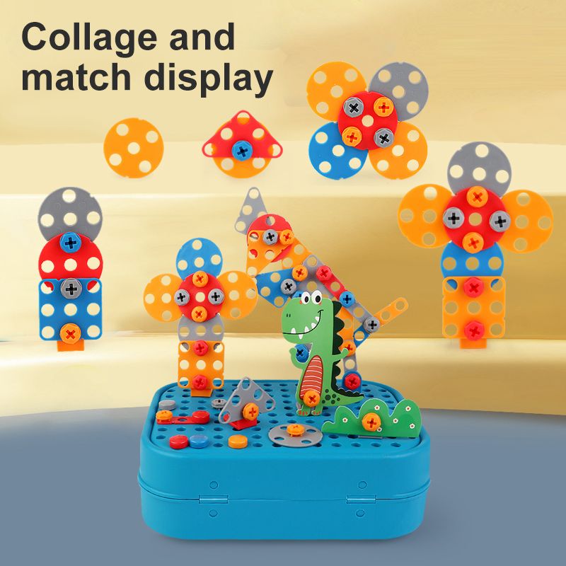 Dino Drill STEM Construction Kit - Open-Ended Building Toy with Electric Screwdriver for Kids