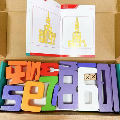 10 Wooden Number Blocks Kids Learning Maths Counting Toys Building Blocks