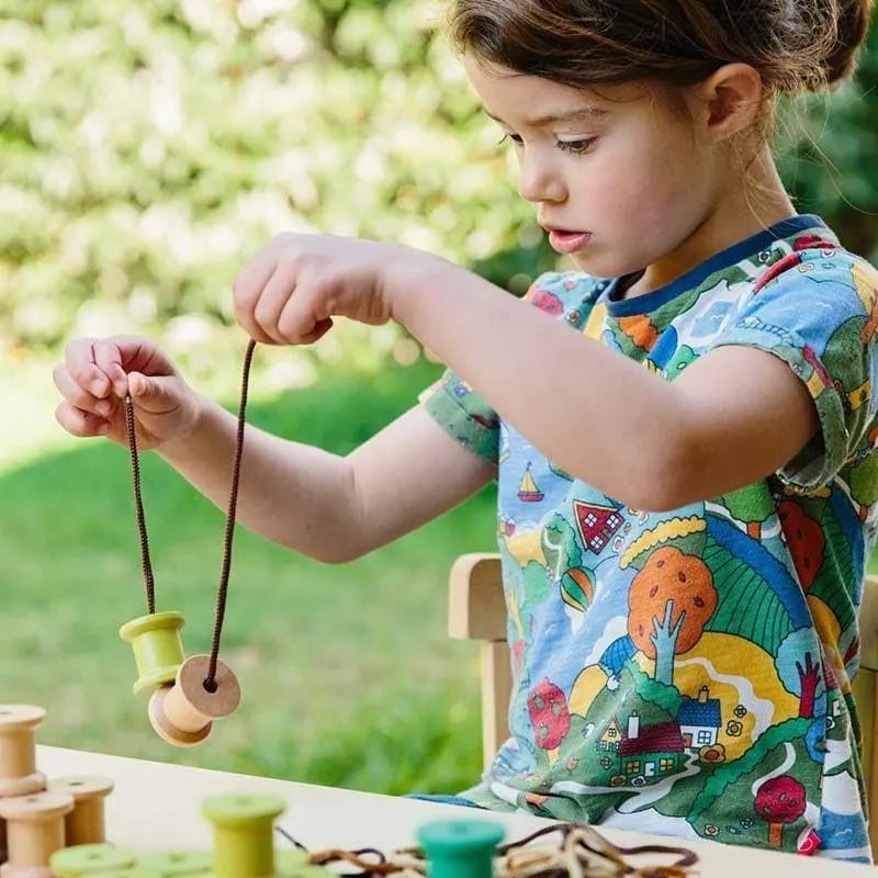 Freckled Frogs Wooden Bobbin Set Threading Reels