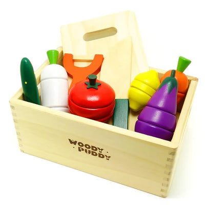 Fidtoy Wooden Pretend Food Play Set for Toddlers Kitchen Toys Fruit Cutting Toy Montessori Learning Toy for 1 2 3 Year Old Kids Home Play
