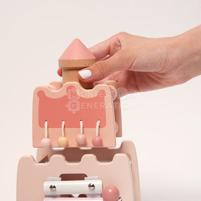 Juguete de castillo de actividades de madera Fidtoy para niños de más de 3 años, juego educativo