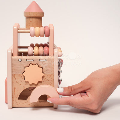 Juguete de castillo de actividades de madera Fidtoy para niños de más de 3 años, juego educativo