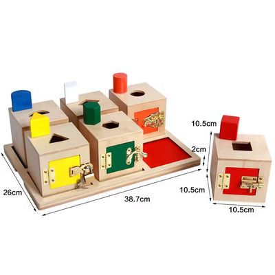 Montessori Lock Boxes Set of 6 | Toddler Practical Life Locking Activity