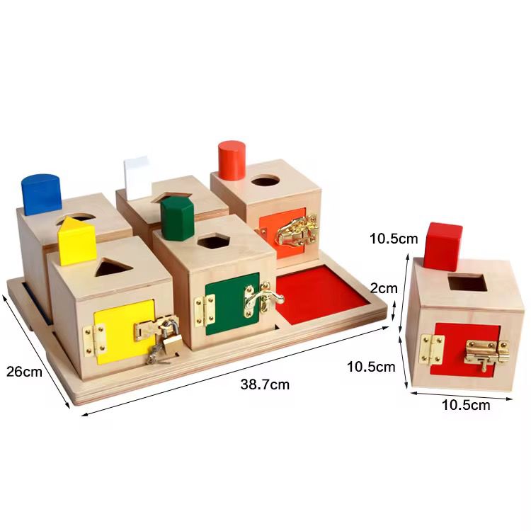 Montessori Lock Boxes Set of 6 | Toddler Practical Life Locking Activity