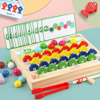Magnetic Alphabet Fishing and Caterpillar Bead Sorting Game – Montessori-Inspired Activity for Letter Recognition, Sorting and Fine Motor Skills