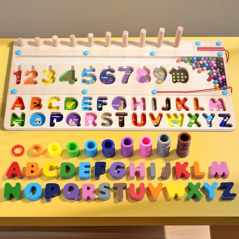 3-in-1 Alphabet and Numbers Magnetic Maze Board