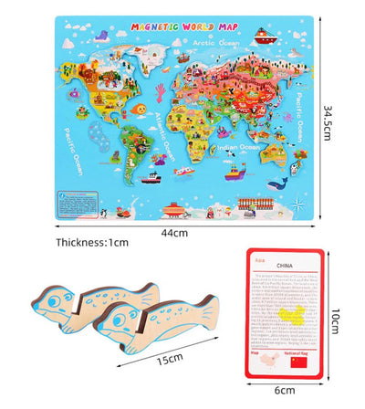 Magnetic World Map | World countries puzzle | Countries flag | Countries map flash cards | Culture
