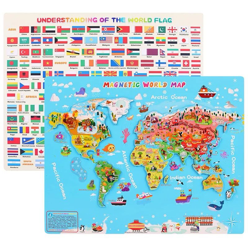 Magnetic World Map | World countries puzzle | Countries flag ...